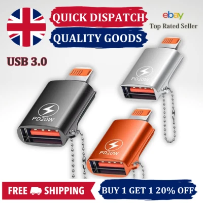 Per iPhone Adattatore OTG IOS 8 Pin a USB 3.0 Femmina Connettore iPad Max Pro Plus - Immagine 1 di 4