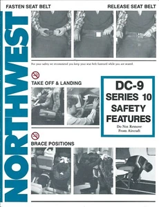 Safety Card - Northwest - DC-9 Series 10 (S4179) - Picture 1 of 1
