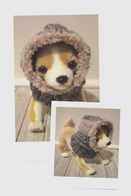 Chapéu capuz de crochê feito à mão para cachorro de estimação snood raça pequena média dodgeball - Imagem 1 de 4