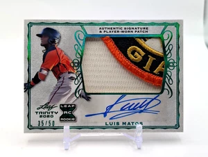 Luis Matos 2020 Leaf Trinity AUTO LOGO PATCH GREEN #'D /50 RPA Giants - Picture 1 of 13