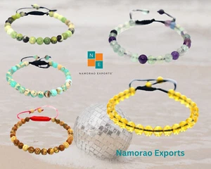 6 mm Beaded Gemstone Adjustable 7.5 inches Bracelet ATB - Picture 1 of 67