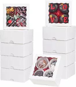 20Pcs 4X4X2 Inch Bakery Boxes with Window Cookies Boxes Soap Box Chocolate Truff - Picture 1 of 7