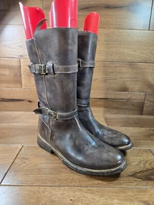 Bed Stu 'Sandover' Mujer Marrón Moto Doble Cuero Hebilla Botas TALLA 6.5 - Imagen 1 de 10