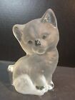 Viking Frosted Glass Cat Kitten Figurine Paperweight Bookend W/ Original Label