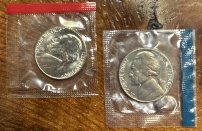 1980 P&D Jefferson Nickels From Mint Set In Mint Cello With Free Shipping - Image 1 of 2