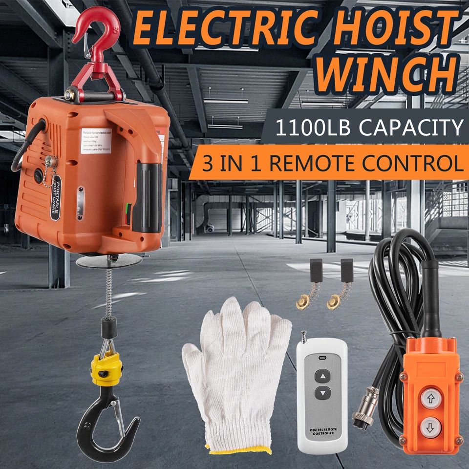 VEVOR 3-in-1 Electric Hoist Winch 1100lbs Portable Electric Winch