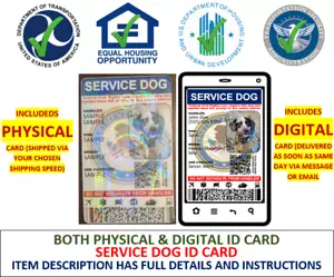 SERVICE DOG ID CARD HOLOGRAPHIC - 1 SIDED CUSTOMIZABLE PHYSICAL & DIGITAL - Picture 1 of 5