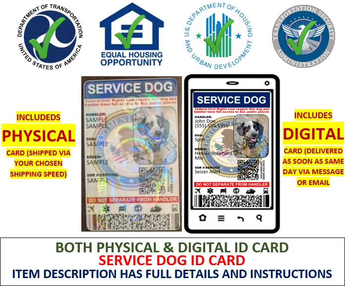 SERVICE DOG ID CARD HOLOGRAPHIC -  TWO SIDED CUSTOMIZABLE PHYSICAL & DIGITAL - Image 1 of 4
