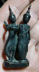 Paar thailändische Tempeltänzer 2,5" Figur Bronzeguss Thailand Siam Hindu - Bild 1 von 7