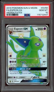 Pokemon PSA 10 Espeon GX SV60/SV94 Sun & Moon Hidden Fates Shiny Vault Mint - Picture 1 of 2