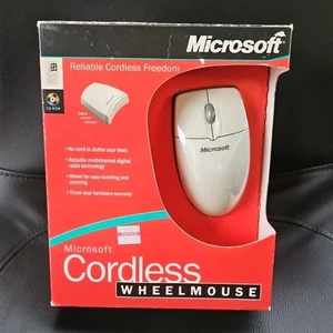Vintage Microsoft Computer Cordless Wheel Mouse Wireless New Sealed Ps2 Serial - Picture 1 of 9