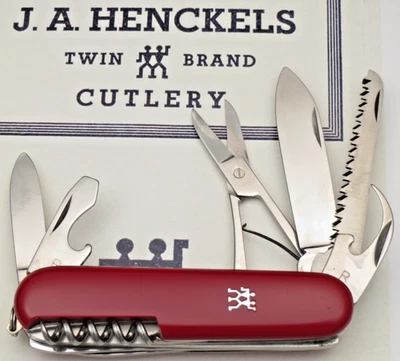 Vintage JA HENCKELS GERMANY INOX Eight-Blade Utility Knife - Smooth Red Handles - Image 1 of 4