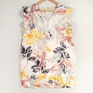 C&C California Dress XL Multicolor Floral Linen Mini Shift Tropical Resort - Picture 1 of 8