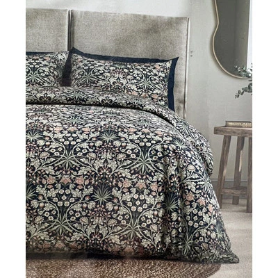 Juego de funda nórdica William Morris jacinto azul prusiano KING SATÉN azul marino óxido Foto 1 de 4