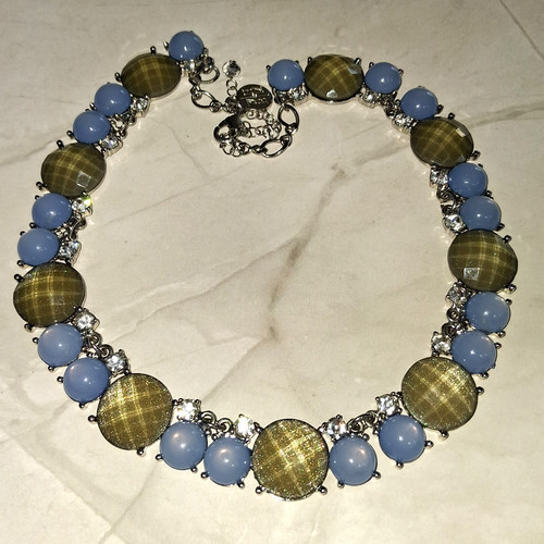 VETEMENTS Collana Dichiarazione Mercato Nero Casa Bianca Cabochon Blu e Verde