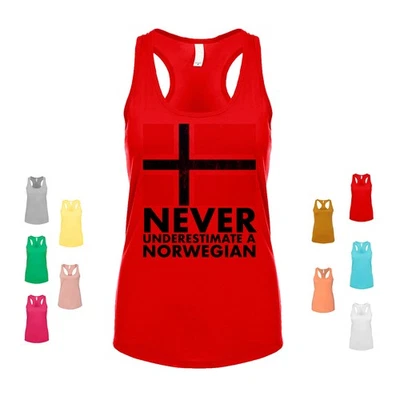 Camiseta sin mangas para mujer Never Underestimate A Norwegian Pride Strength Culture Heritage Foto 1 de 3