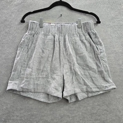 Shorts femininos Briggs S linho marinho listrado rayon costura interna 4" novo com etiquetas - Imagem 1 de 4