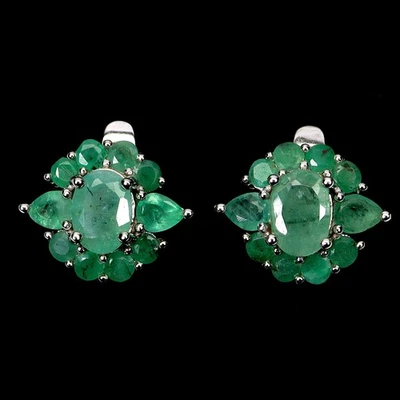 Pendientes de plata esterlina Black Friday ovalados esmeralda 7x5 mm joyería gema natural Foto 1 de 4
