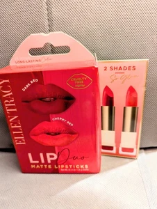 ELLEN TRACY Lip Duo MATTE LIPSTICKS Duo Plum & Cava - Picture 1 of 11