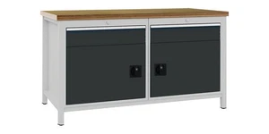Bedrunka + Hirth Werkbank anthrazitgrau lichtgrau B1500xH859xT750 mm Buche Mu... - Bild 1 von 3