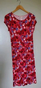 Boden Mujer US 6 Vestido Rojo Azul Tejido Floral Elástico Largo - Imagen 1 de 9