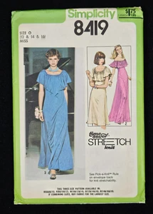Simplicity Sewing Pattern 8419 Womens Knit Dress Sz12-16 Uncut Vintage 1978 - Picture 1 of 3