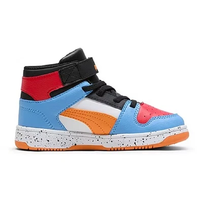 Big Kid's Puma Rebote Layup SL LS JR Blanco-Naranja-Azul-Negro (397619 02) Foto 1 de 4