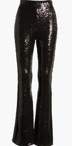 Neu mit Etikett Commando hoch geschnittene Pailletten Schlaghose schwarz Glitzer Party Gr. M Nordstrom $$$ - Bild 1 von 6