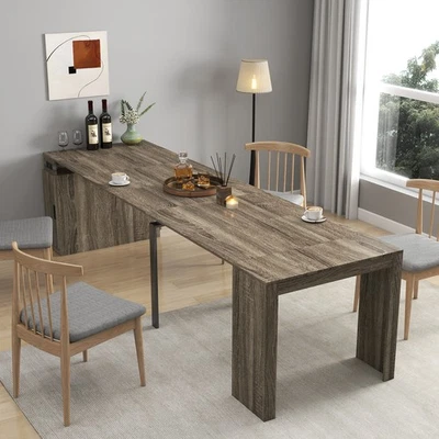 Modern Extendable Dining Table w/Outlet, Space Saving Expandable Table w/Storage - Image 1 of 4