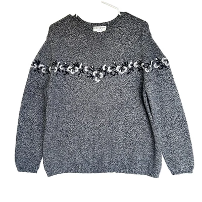 Suéter tejido Covington mezcla de lana floral bordado para mujer 20 22 Plus Foto 1 de 4