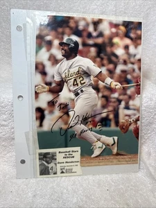 DAVE HENDERSON signed Auto Autogramm 8x10 Foto Oakland A's - Bild 1 von 2