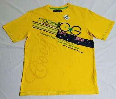 Camiseta Coogi manga curta estampa gráfica amarela tamanho G nova com defeitos  - Imagem 1 de 4