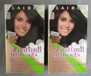 2 NEW Clairol Natural Instincts Hair Color 36 BLACK Classic Style Box No Ammonia - Picture 1 of 1