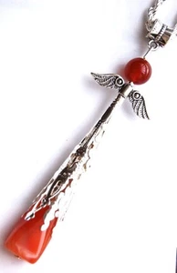 Colgante de ángel de la guarda de cristal de cornalina ornamentado muy grande con cadena - Vitalidad - Imagen 1 de 1