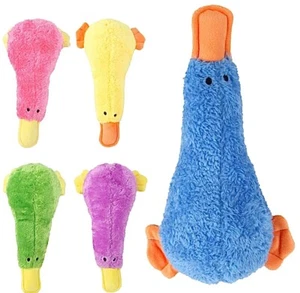 Pet Dog Chew Toy Squeaker Squeaky Plush Duck Shaped Play Interactive Teeth Toys - Picture 1 of 10