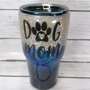 Dog Mom Glitter tumbler with Paws Tumbler "JENN" 28 fl Oz - Picture 1 of 8