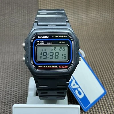 Montre à quartz décontractée pour homme Casio W-59-1V numérique en résine noi...