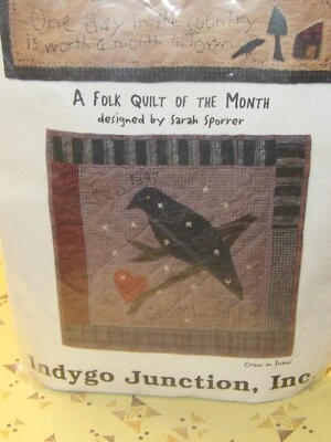 Crow in Snow Sarah Sporrer Indygo Junction Folk Quilt of the Month Quilt Kit - Image 1 of 3