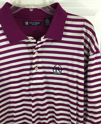 Camisa Polo Oxford Golf Para Hombre Púrpura Blanca Rayas Algodón Logo Roxiticus Talla XL Foto 1 de 4