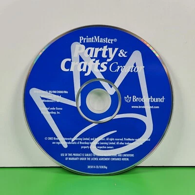 PrintMaster PARTY & CRAFTS CREATOR Windows 95/98/2000 | CD ROM Disk - Image 1 of 2