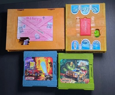 Lot Of 4 Mattel Matchbox Pop-up Fold And Go Playsets Fire Jungle Dinosaur Croc - Image 1 of 4