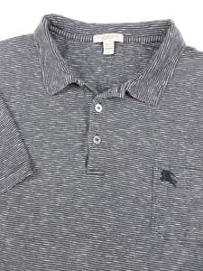 Hombre XL Burberry Brit Algodón Lino Polo Gris Rayas Bolsillo - Imagen 1 de 5