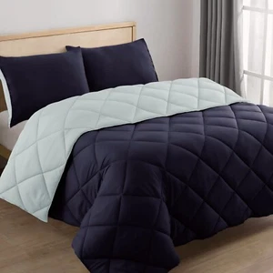 3PC Reversible Comforter Set Quilted Down Alternative All Season Comforter - Picture 1 of 66