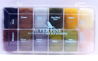 WAPSI Superfine Trockenfliegen Dubbing wasserabweisend schwimmt Dubbing Box - Bild 1 von 3