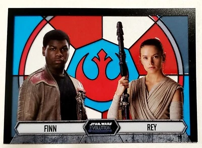 🔥STAR WARS 2016 TOPPS EVOLUTION FINN & REY Stained Glass #9 RARE INSERT MINT🔥 - Image 1 of 3