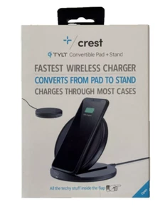 Crest TYLT Convertible Charging Pad Stand Fastest Wireless Charger Black - Picture 1 of 2