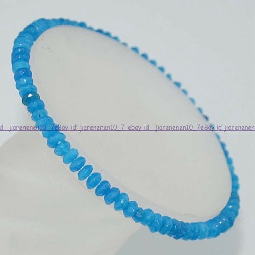 VALENTINO Bracciale con pietre preziose rotonde in giada sfaccettata naturale 2x4 mm 7 5''