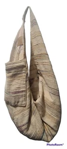 U.S.A. Vintage hellbraun gestreift Gobelin Canvas wilde Ente Crossbody Hobo Stil Handtasche - Bild 1 von 6