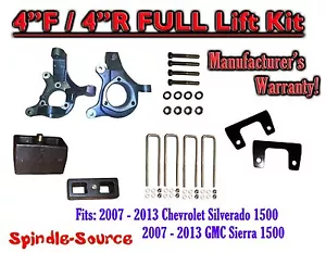 4" inch / 4" Spindle LIFT KIT FOR 07 - 16 Chevy Silverado GMC Sierra 1500 2WD - Foto 1 di 2