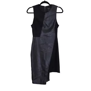 BCBGMaxAzria Dress Size XS Black Faux Suede Leather Asymmetrical Sleeveless New - Picture 1 of 11
